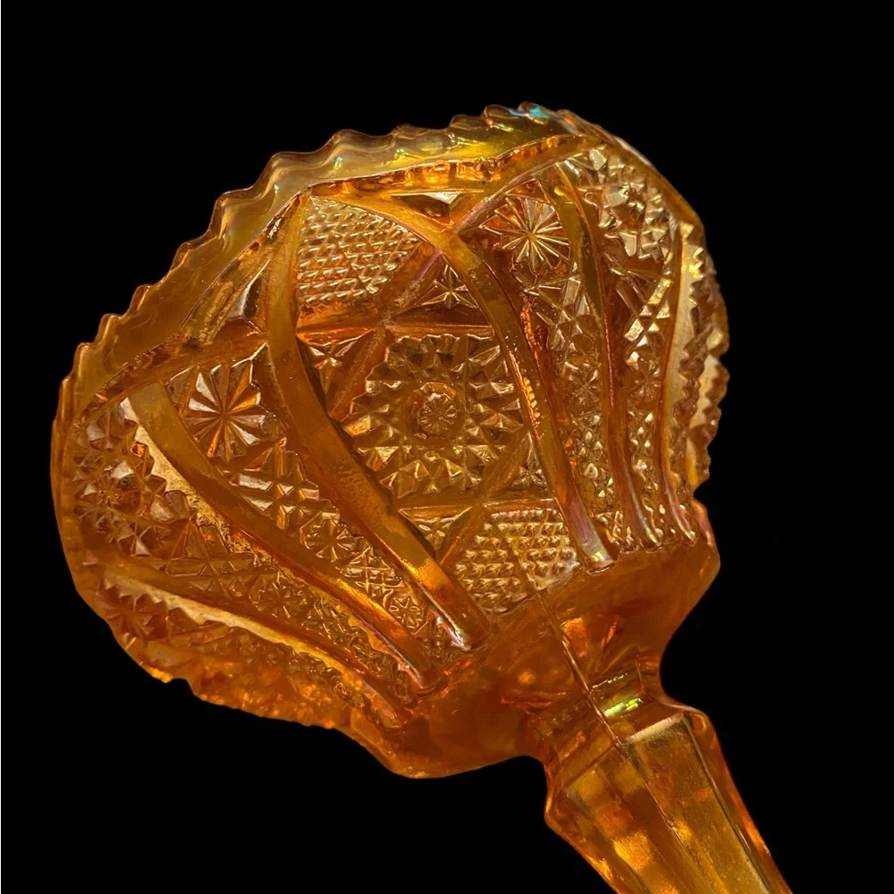 Absolutely gorgeous Antique marigold carnival glass compote / candy dish. MINT - Picture 2 of 5